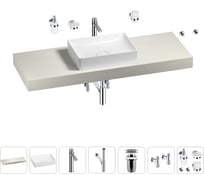 Раковина Wellsee 50 см со столешницей 140 смPure BY201011436 в наборе 10 в 1 201011436