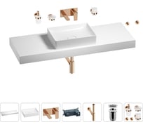Раковина Wellsee 50 см со столешницей 140 см Pure BY 201011524 в наборе 9 в 1