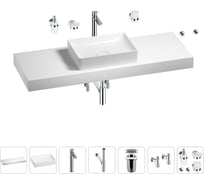Раковина Wellsee 50 см со столешницей 140 см Pure BY 201011511 в наборе 10 в 1