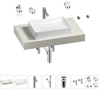 Раковина Wellsee 50 см со столешницей 80 см Pure BY в наборе 10 в 1 201011076