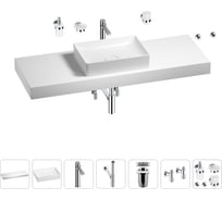 Раковина Wellsee 50 см со столешницей 140 см Pure BY 201011516 в наборе 10 в 1