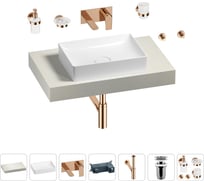 Раковина Wellsee 50 см со столешницей 80 см Pure BY в наборе 9 в 1 201011084