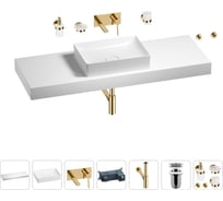 Раковина Wellsee 50 см со столешницей 140 см Pure BY 201011528 в наборе 9 в 1