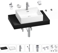 Раковина Wellsee 50 см со столешницей 80 см Graceful Pro в наборе 10 в 1 201012446