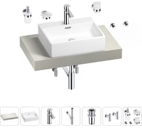 Раковина Wellsee 50 см со столешницей 80 см Graceful Pro в наборе 10 в 1 201012391
