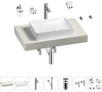 Раковина Wellsee 50 см со столешницей 80 см Pure BY в наборе 10 в 1 201011071