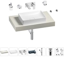 Раковина Wellsee 50 см со столешницей 80 см Pure BY в наборе 9 в 1 201011081