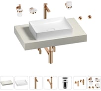 Раковина Wellsee 50 см со столешницей 80 см Pure BY в наборе 10 в 1 201011074