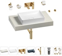 Раковина Wellsee 50 см со столешницей 80 см Pure BY в наборе 9 в 1 201011083