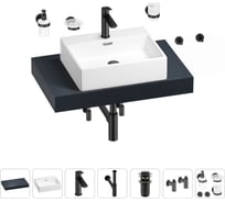 Раковина Wellsee 50 см со столешницей 80 см Graceful Pro в наборе 10 в 1 201012402