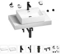 Раковина Wellsee 50 см со столешницей 80 см Graceful Pro в наборе 10 в 1 201012432