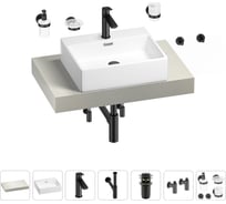Раковина Wellsee 50 см со столешницей 80 см Graceful Pro в наборе 10 в 1 201012392