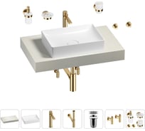 Раковина Wellsee 50 см со столешницей 80 см Pure BY в наборе 10 в 1 201011078
