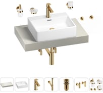 Раковина Wellsee 50 см со столешницей 80 см Graceful Pro в наборе 10 в 1 201012393