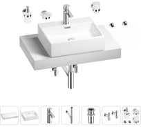 Раковина Wellsee 50 см со столешницей 80 см Graceful Pro в наборе 10 в 1 201012431