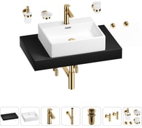 Раковина Wellsee 50 см со столешницей 80 см Graceful Pro в наборе 10 в 1 201012443