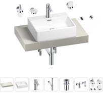 Раковина Wellsee 50 см со столешницей 80 см Graceful Pro в наборе 10 в 1 201012396