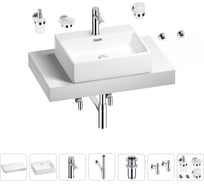 Раковина Wellsee 50 см со столешницей 80 см Graceful Pro в наборе 10 в 1 201012436