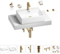 Раковина Wellsee 50 см со столешницей 80 см Graceful Pro в наборе 10 в 1 201012438