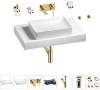 Раковина Wellsee 50 см со столешницей 80 см Pure BY в наборе 9 в 1 201011168