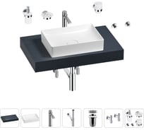 Раковина Wellsee 50 см со столешницей 80 см Pure BY в наборе 10 в 1 201011096