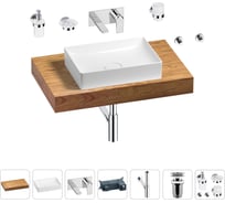 Раковина Wellsee 50 см со столешницей 80 см Pure BY в наборе 9 в 1 201011121