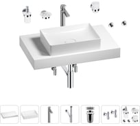 Раковина Wellsee 50 см со столешницей 80 см Pure BY в наборе 10 в 1 201011151