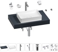 Раковина Wellsee 50 см со столешницей 80 см Pure BY в наборе 10 в 1 201011091
