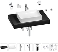 Раковина Wellsee 50 см со столешницей 80 см Pure BY в наборе 10 в 1 201011176