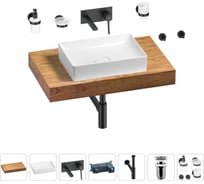 Раковина Wellsee 50 см со столешницей 80 см Pure BY в наборе 9 в 1 201011127