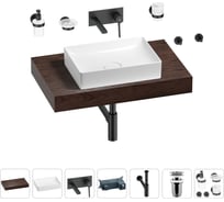 Раковина Wellsee 50 см со столешницей 80 см Pure BY в наборе 9 в 1 201011147