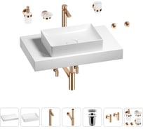 Раковина Wellsee 50 см со столешницей 80 см Pure BY в наборе 10 в 1 201011154