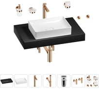 Раковина Wellsee 50 см со столешницей 80 см Pure BY в наборе 10 в 1 201011174