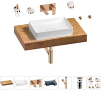 Раковина Wellsee 50 см со столешницей 80 см Pure BY в наборе 9 в 1 201011124