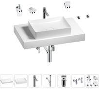 Раковина Wellsee 50 см со столешницей 80 см Pure BY в наборе 10 в 1 201011156
