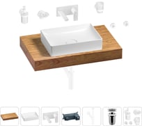 Раковина Wellsee 50 см со столешницей 80 см Pure BY в наборе 9 в 1 201011125