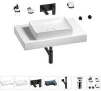 Раковина Wellsee 50 см со столешницей 80 см Pure BY в наборе 9 в 1 201011162