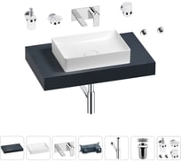 Раковина Wellsee 50 см со столешницей 80 см Pure BY в наборе 9 в 1 201011101