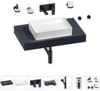 Раковина Wellsee 50 см со столешницей 80 см Pure BY в наборе 9 в 1 201011102