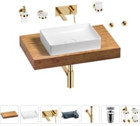 Раковина Wellsee 50 см со столешницей 80 см Pure BY в наборе 9 в 1 201011128