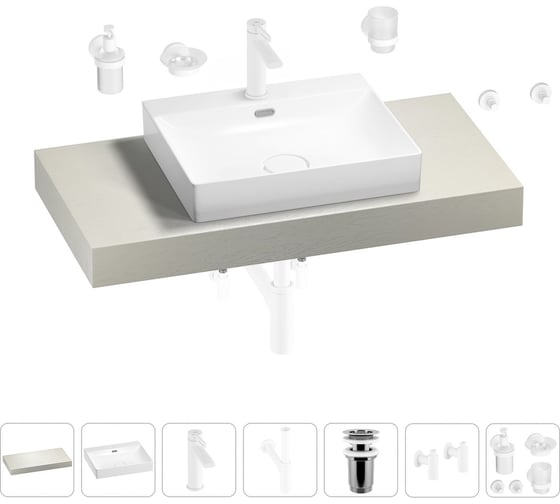 Раковина Wellsee 55 см со столешницей 100 см DeSire в наборе 10 в 1 201013480 1