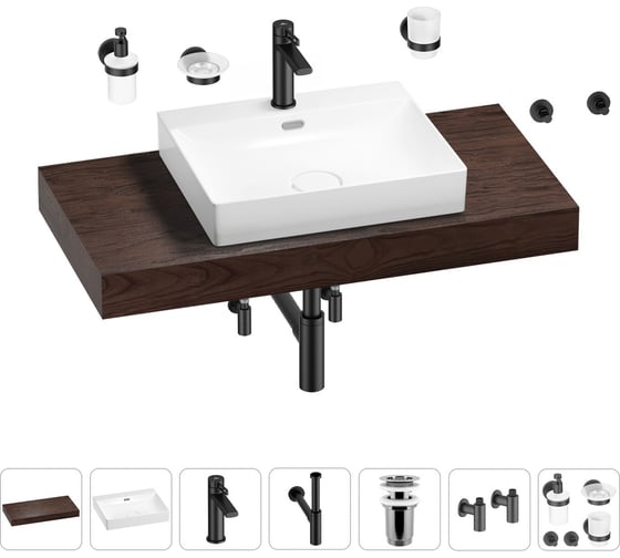 Раковина Wellsee 55 см со столешницей 100 см DeSire в наборе 10 в 1 201013507 1