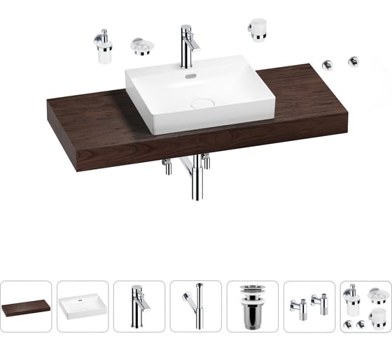 Раковина Wellsee 55 см со столешницей 120 см DeSire в наборе 10 в 1 201013566 1