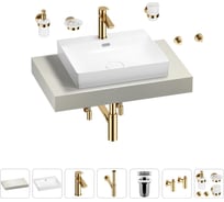 Раковина Wellsee 55 см со столешницей 80 см DeSire в наборе 10 в 1 201013413