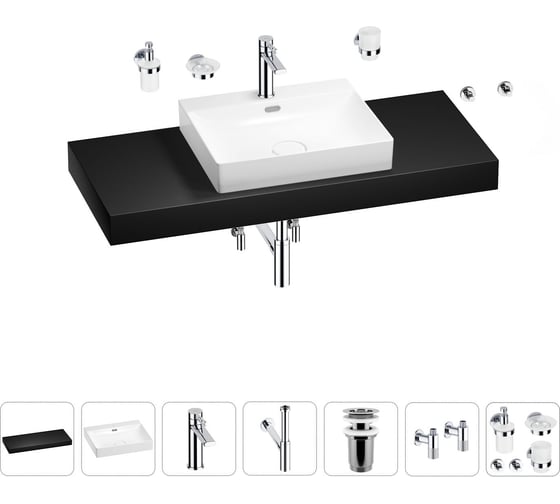 Раковина Wellsee 55 см со столешницей 120 см DeSire в наборе 10 в 1 201013586 1