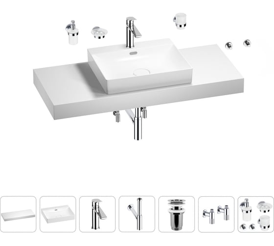 Раковина Wellsee 55 см со столешницей 120 см DeSire в наборе 10 в 1 201013571 1