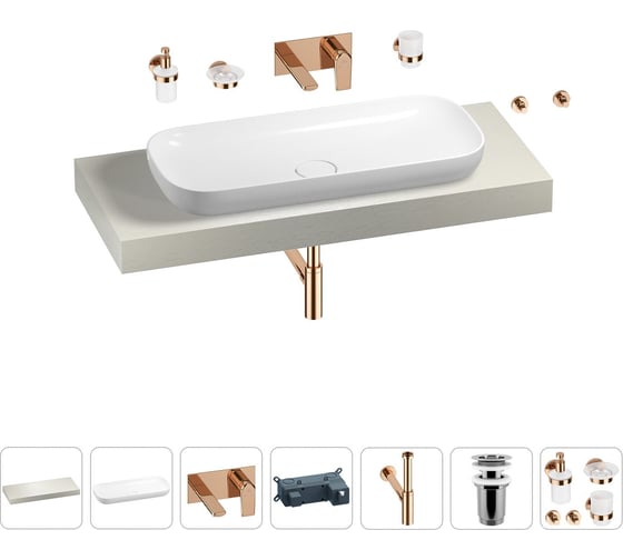 Раковина Wellsee 90 см со столешницей 120 смCroquisв наборе 9 в 1 201008384 1