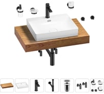 Раковина Wellsee 55 см со столешницей 80 см DeSire в наборе 10 в 1 201013437