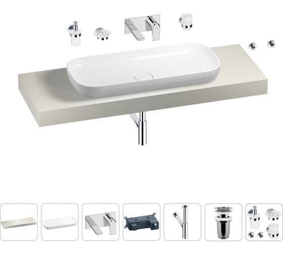 Раковина Wellsee 90 см со столешницей 140 смCroquisв наборе 9 в 1 201008501 1