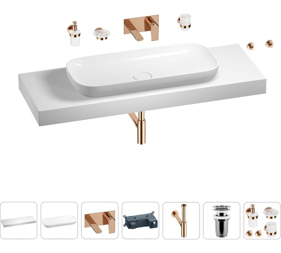 Раковина 90 см со столешницей 140 см Wellsee Croquis в наборе 9 в 1 201008584 1